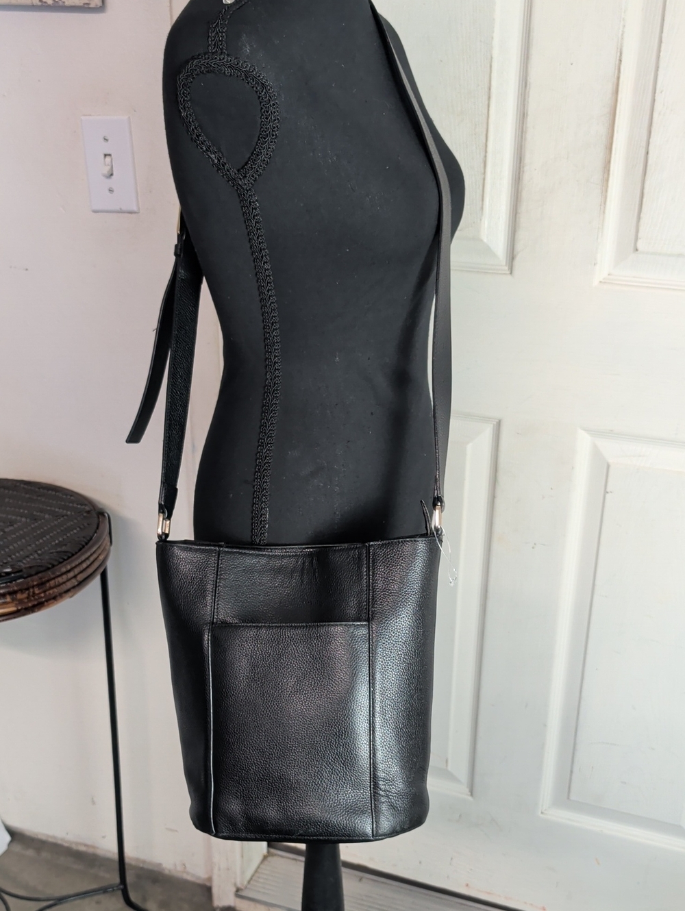 Treasure & Bond Nordstrom Black Leather Square Hobo Pocket Crossbody Bag
